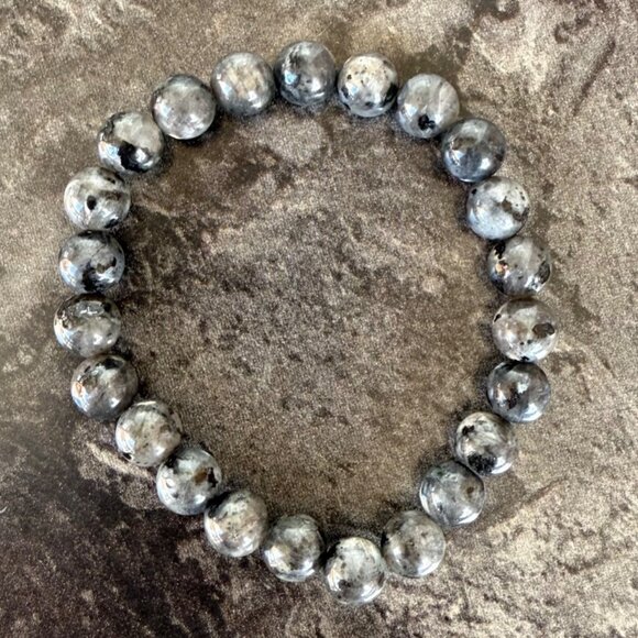 Gray Labradorite Energy Bracelet 6.75 inch Natural Stone Beaded Stretch 8mm Bead - Picture 2 of 11
